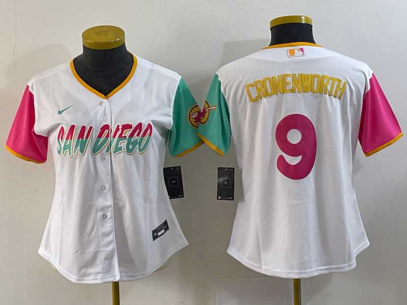 Womens San Diego Padres #9 Jake Cronenworth White 2022 City Connect Cool Base Stitched Jersey